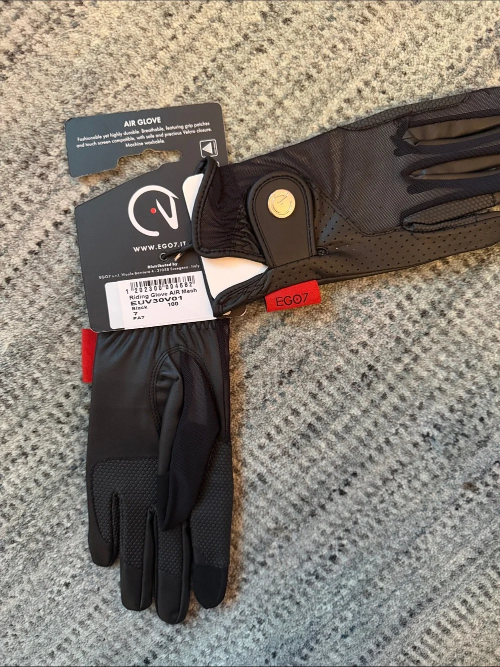 EGO7 Black Womans Air Riding Gloves with breathable mesh Size 7